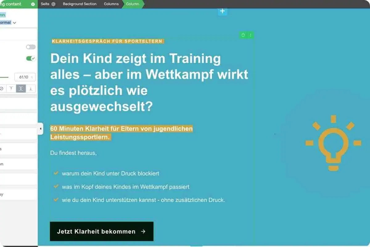 Screenshot Landingpageentwurf