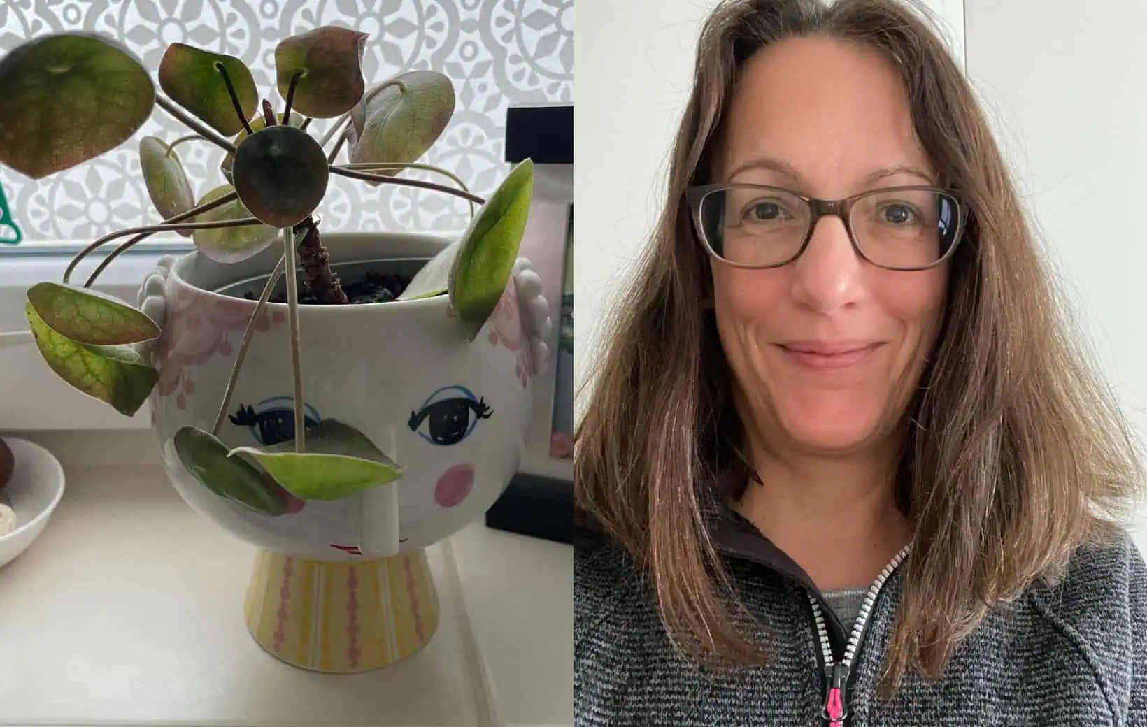 Pflanze, die strubblig aussieht und Kerstin Waterman mit strubbligen Haaren. Pflanze, die strubblig aussieht und Kerstin Waterman mit strubbligen Haaren.