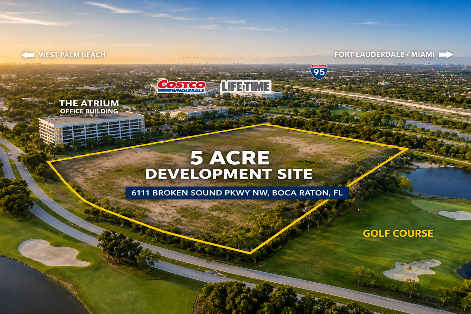$4.17M Bridge Loan in Boca Raton — aerial view of the 5-acre development site