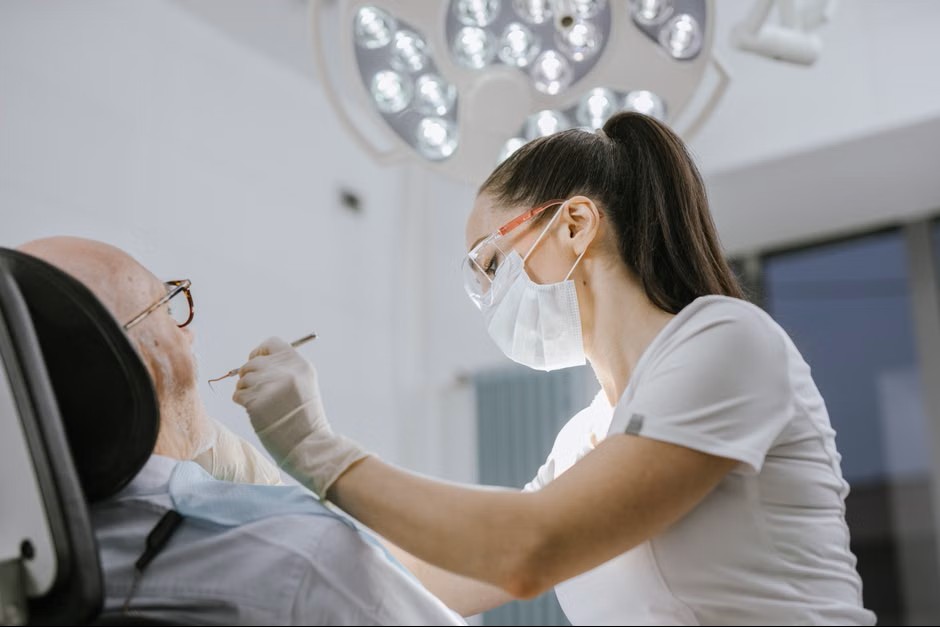 Dentist at work in a modern operatory