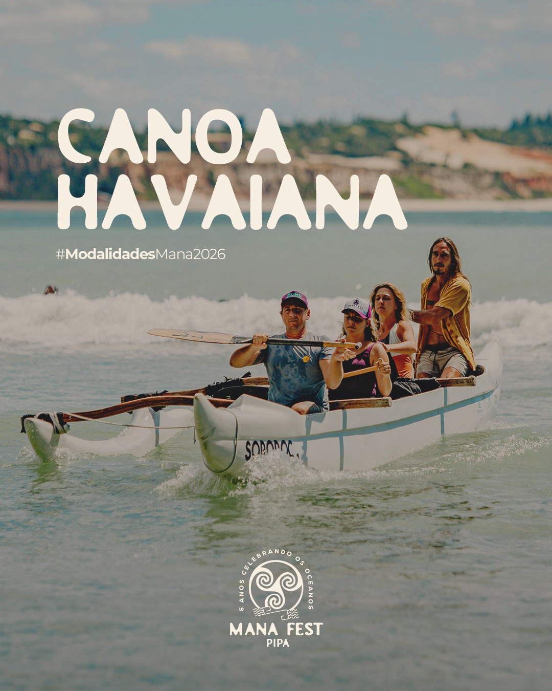 Flyer da modalidade Canoa Havaiana (OC4 Surf)