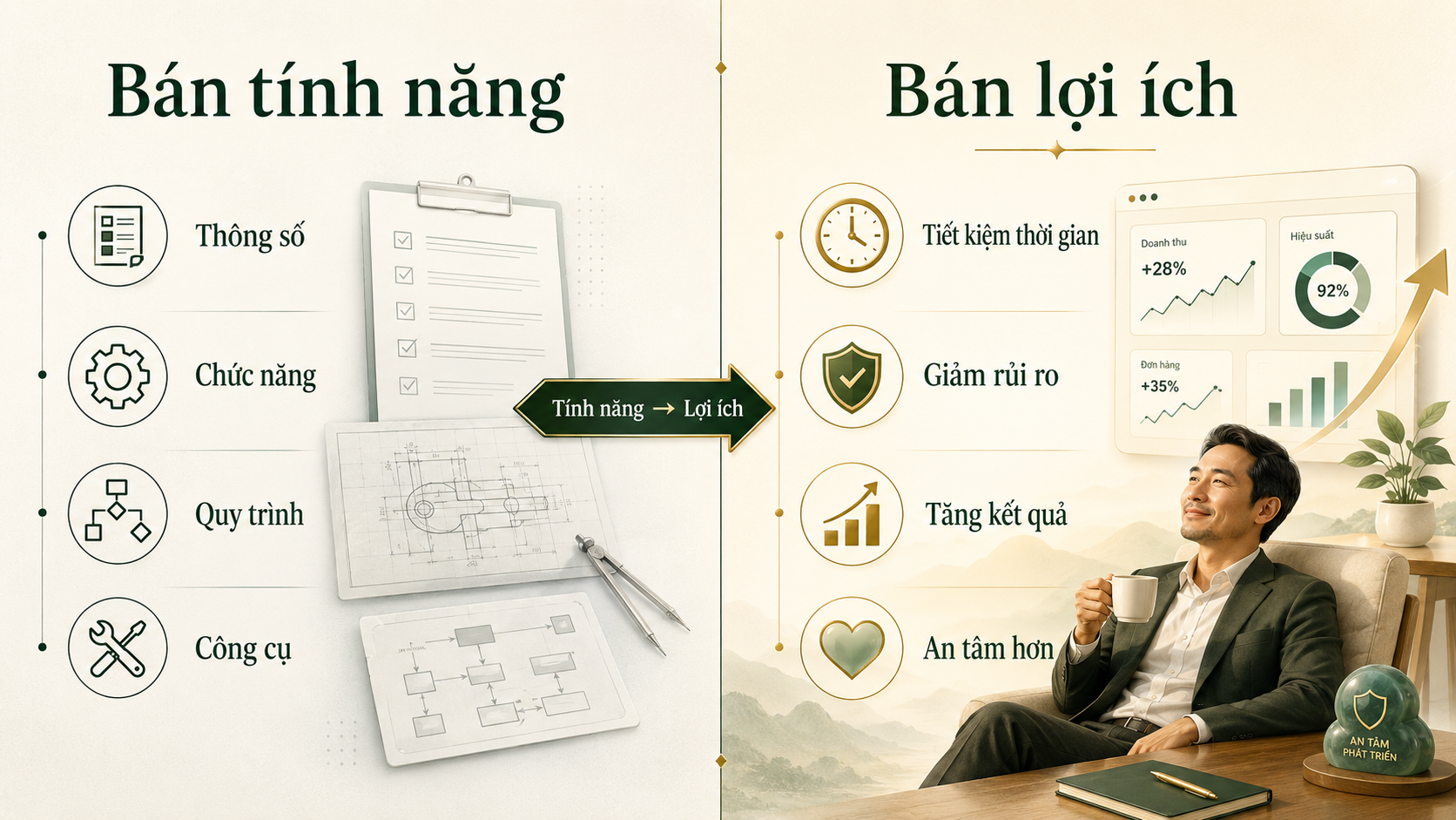 So sánh bán tính năng và bán lợi ích trong bán hàng