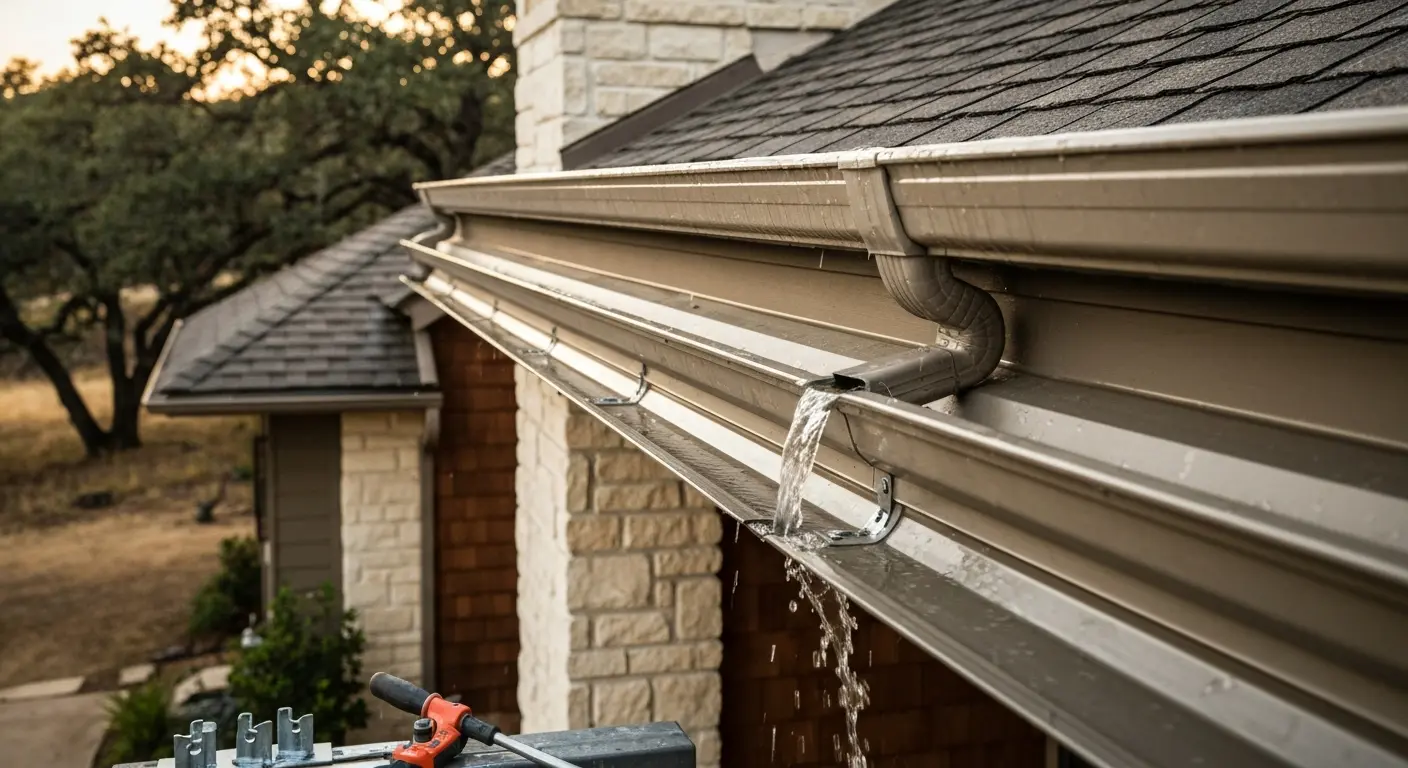 Gutter installation after storm in North Austin