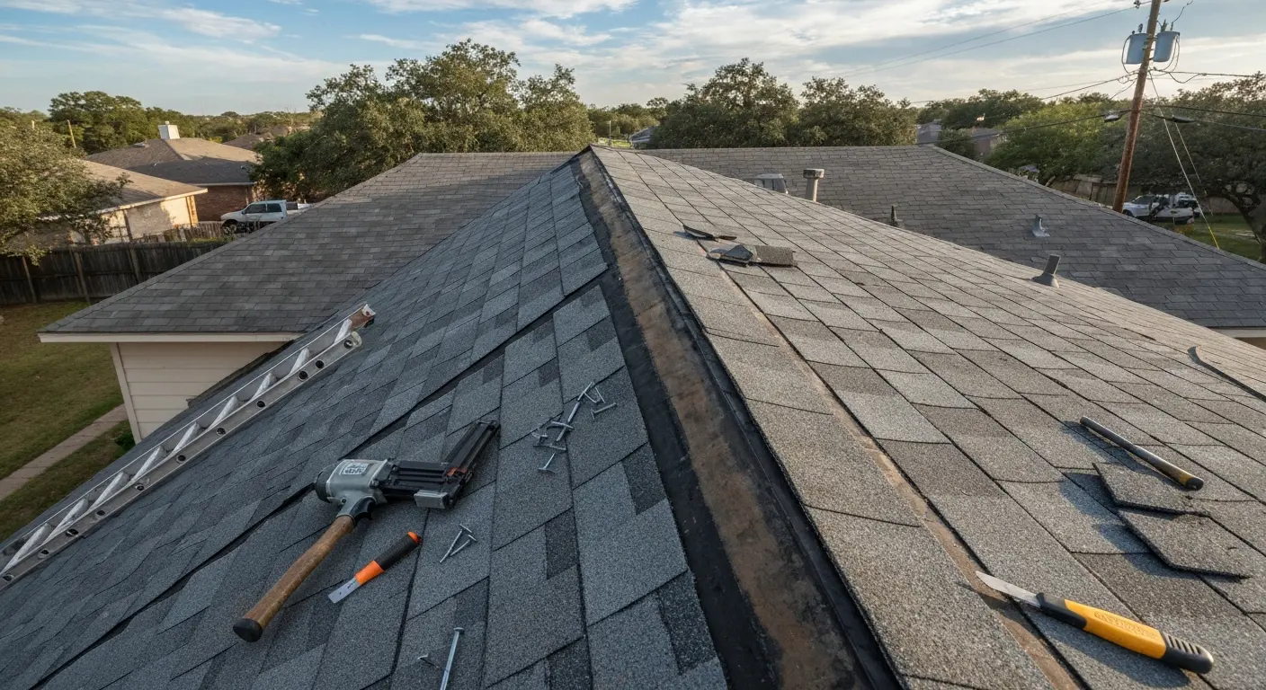 Roof repair in progress