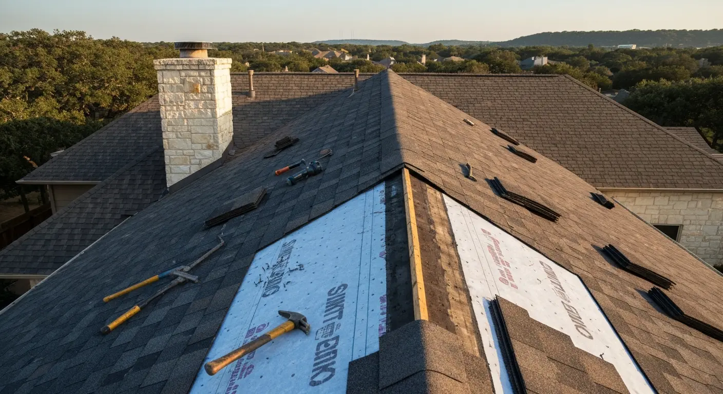 Roof damage repair in North Austin