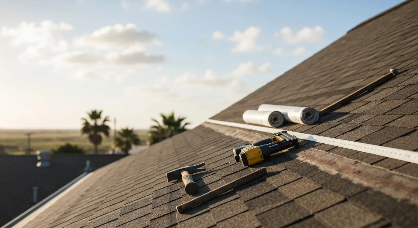 Roof repair in progress