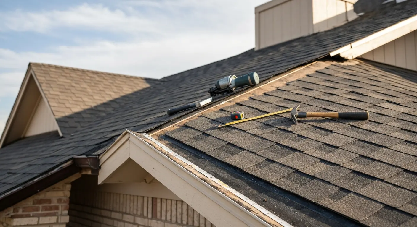 Storm damage restoration on Odessa roof