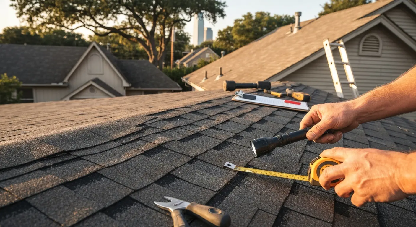Roof maintenance inspection in East Dallas