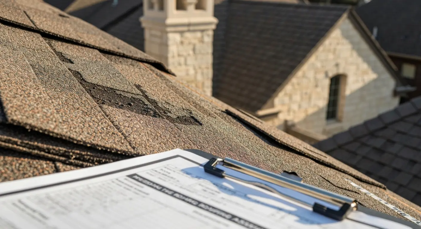 Hail damage assessment on roof shingles