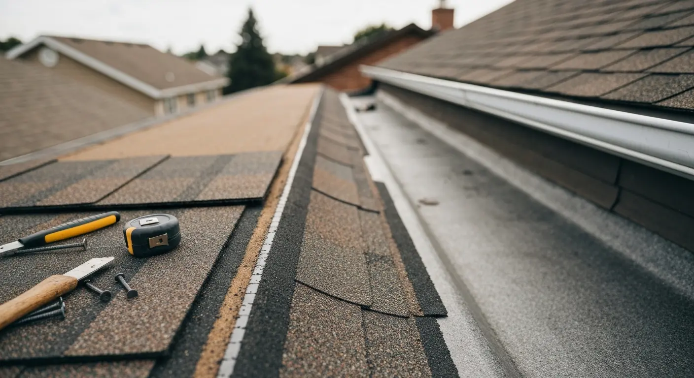 Roof repair close-up