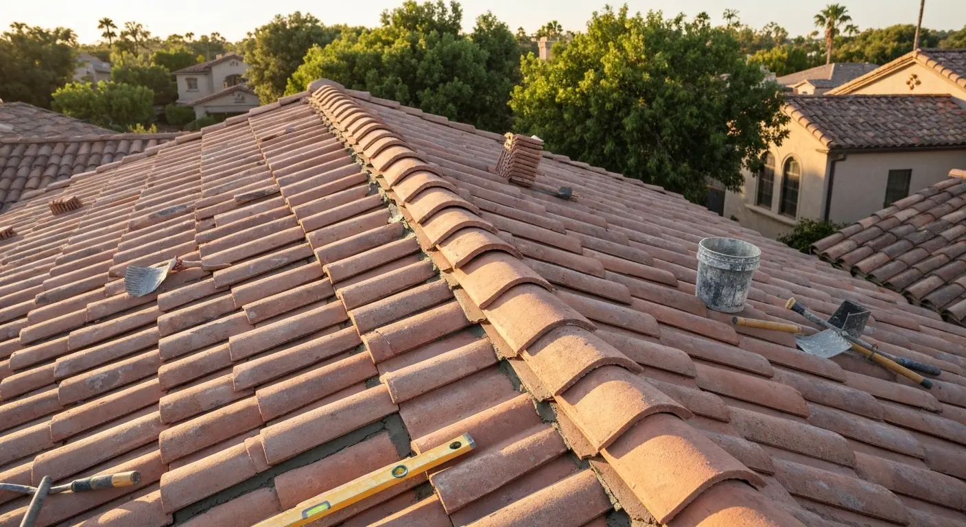 Clay tile roof installation