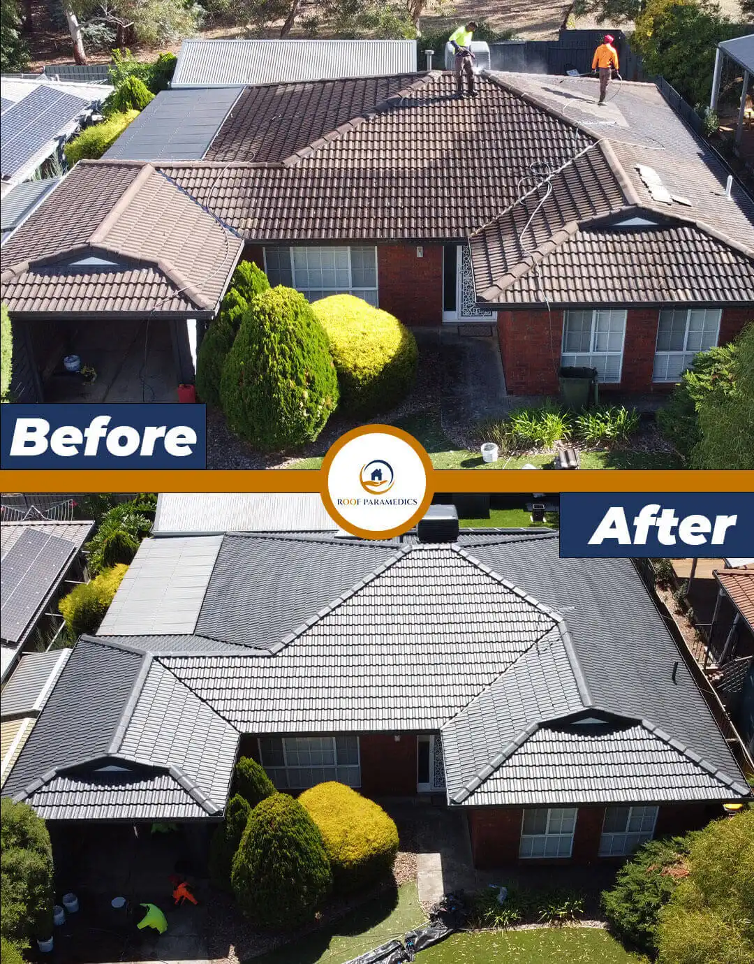 Roof restoration before and after project
