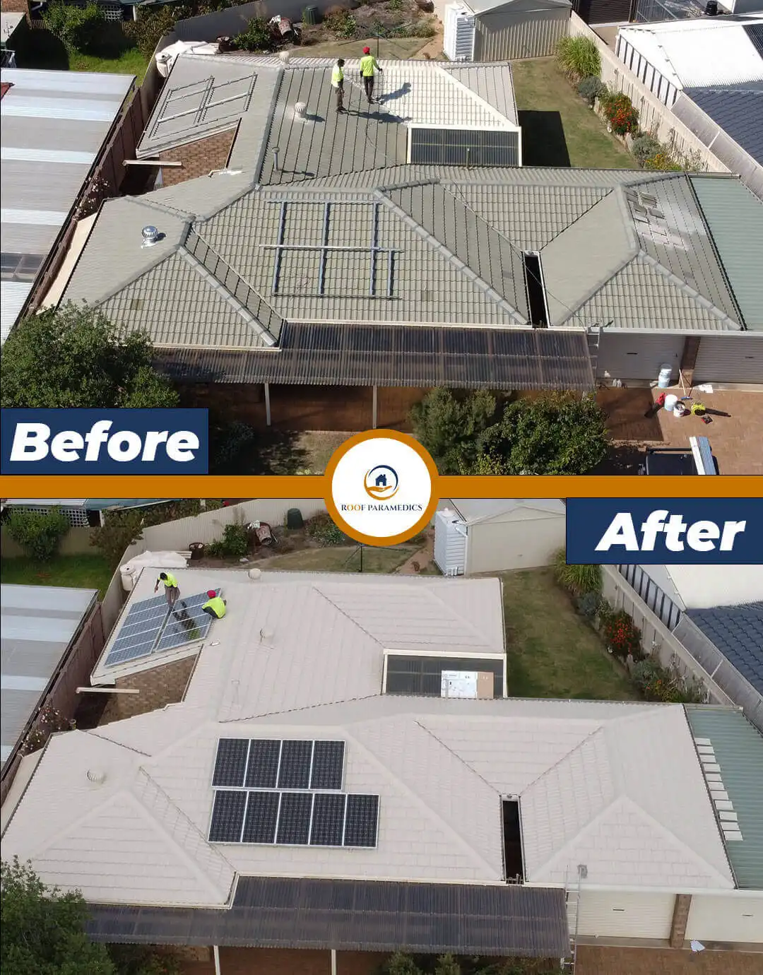 Roof restoration before and after project