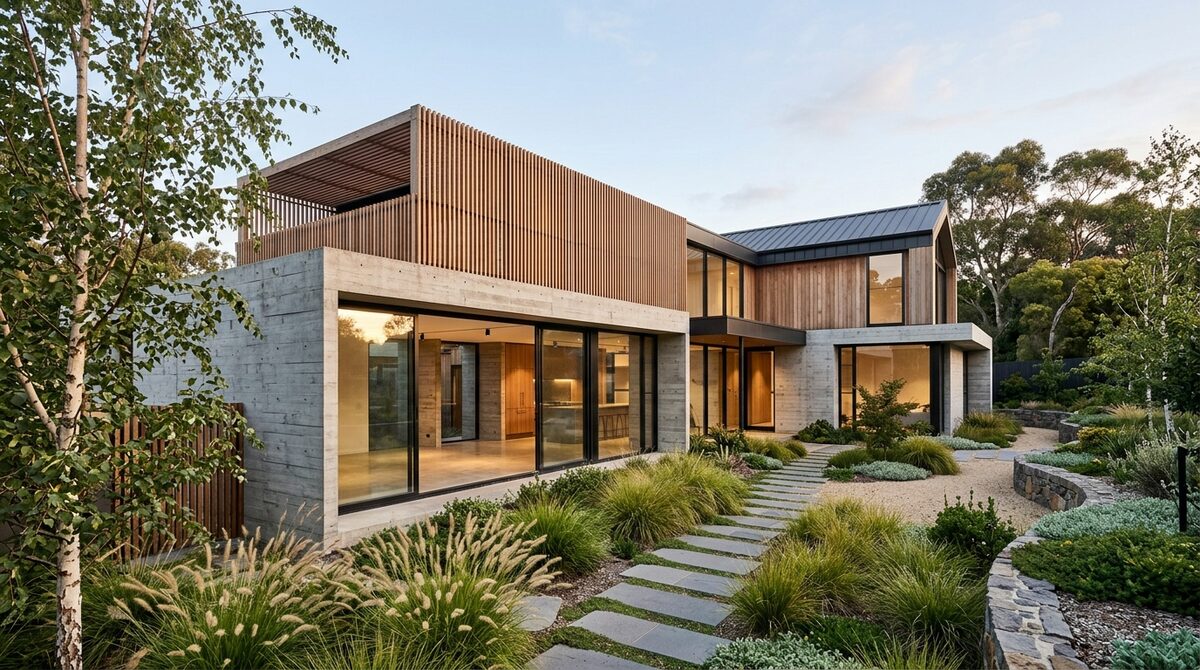 Contemporary custom home in a landscaped Melbourne setting
