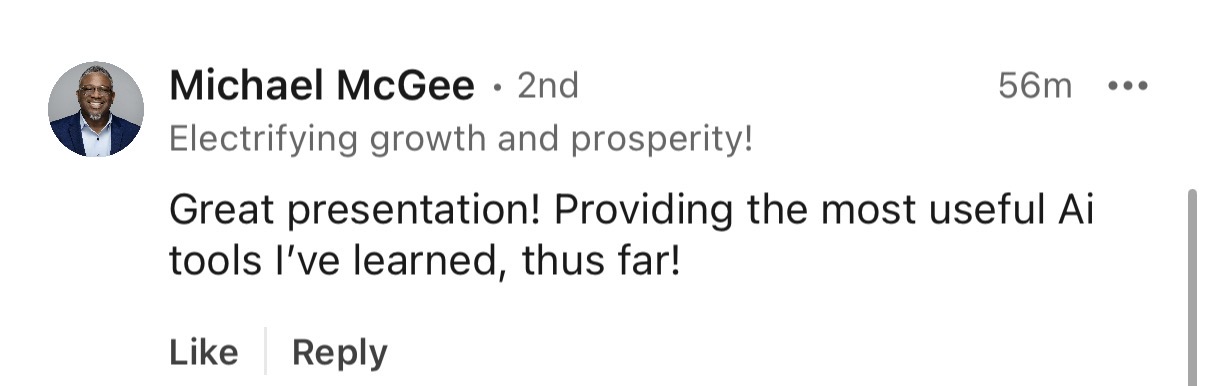 Workshop testimonial for Algernae King