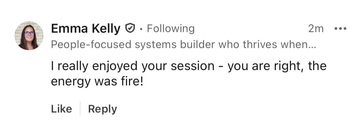 Event attendee testimonial for Algernae King
