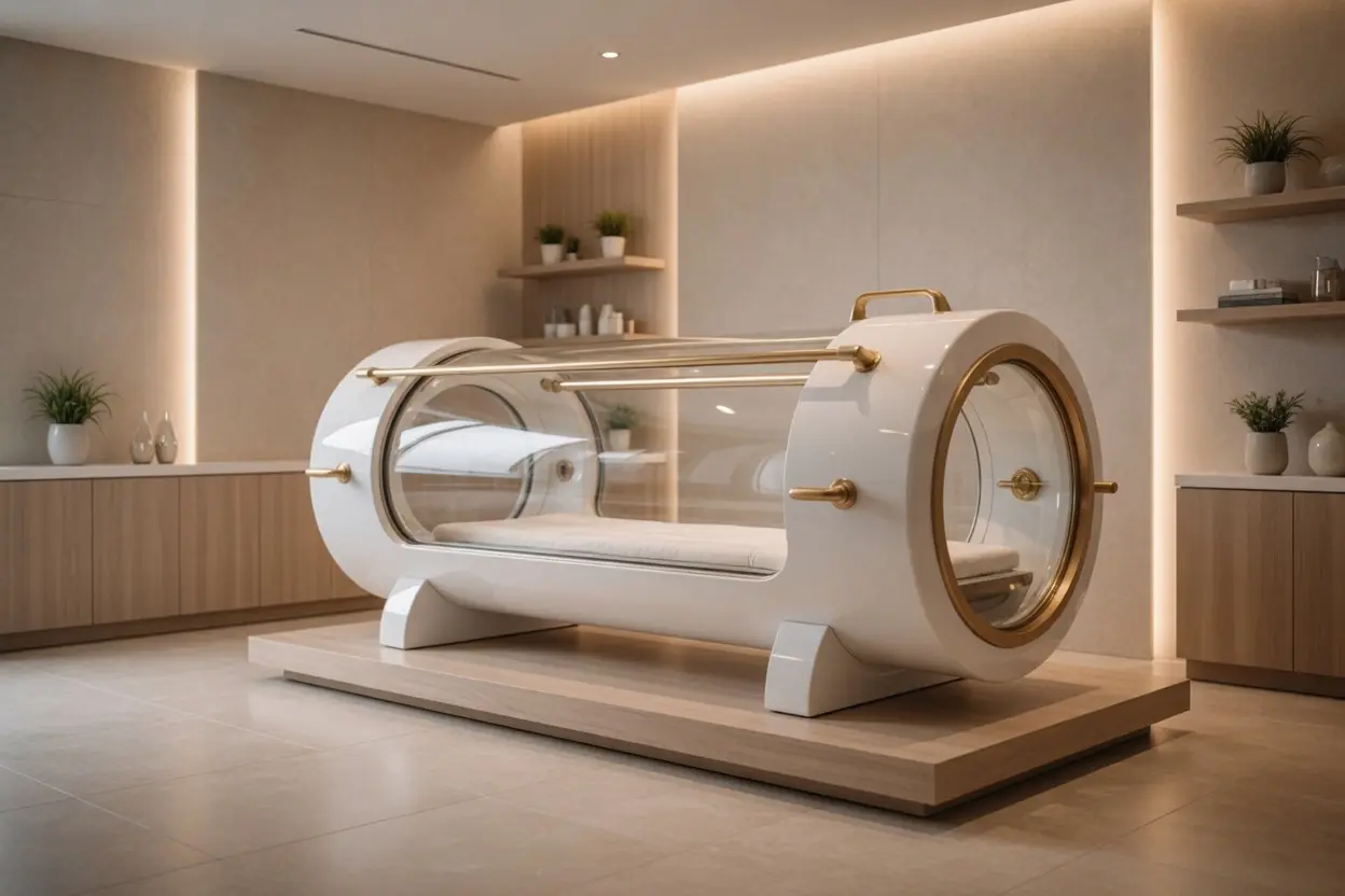 Hyperbaric oxygen chamber in a modern neurological wellness clinic — the type of advanced neuro recovery clinic ACG helps entrepreneurs open