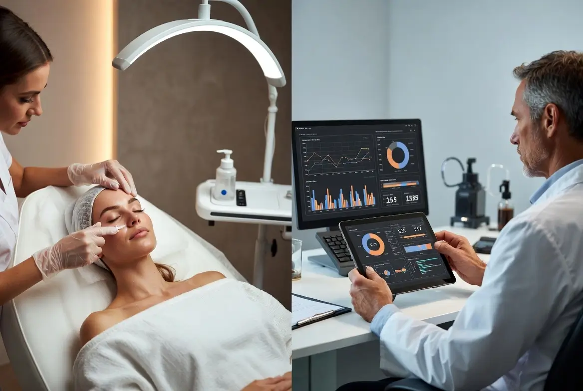 Med spa aesthetic treatment patient versus longevity clinic biomarker review patient showing different clinical motivations and patient profiles