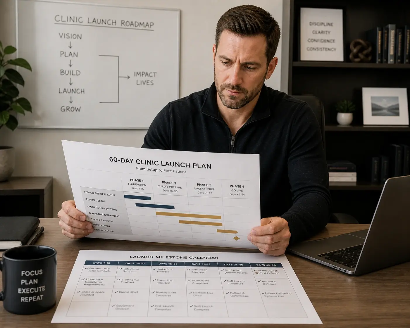 regenerative health clinic launch timeline dependencies and planning sequence