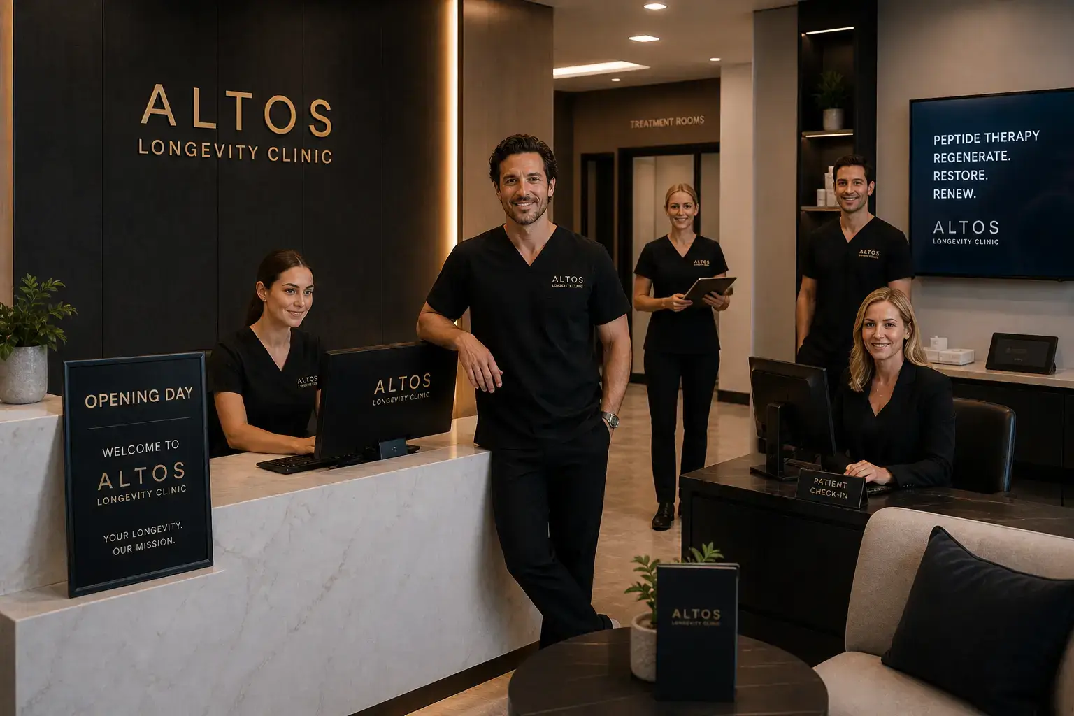 Altos Consulting Group team photo with clients celebrating clinic success