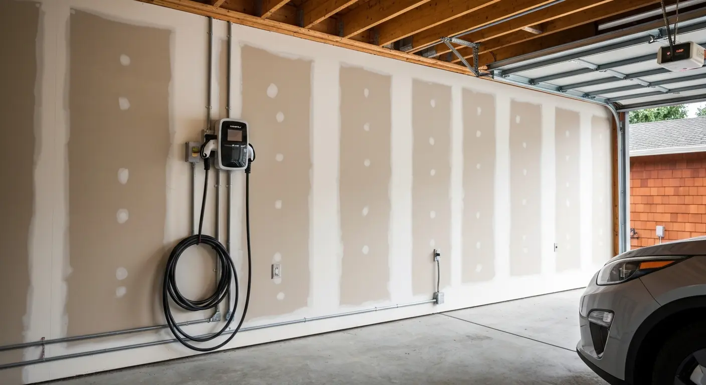 Level 2 EV charger installation in home garage