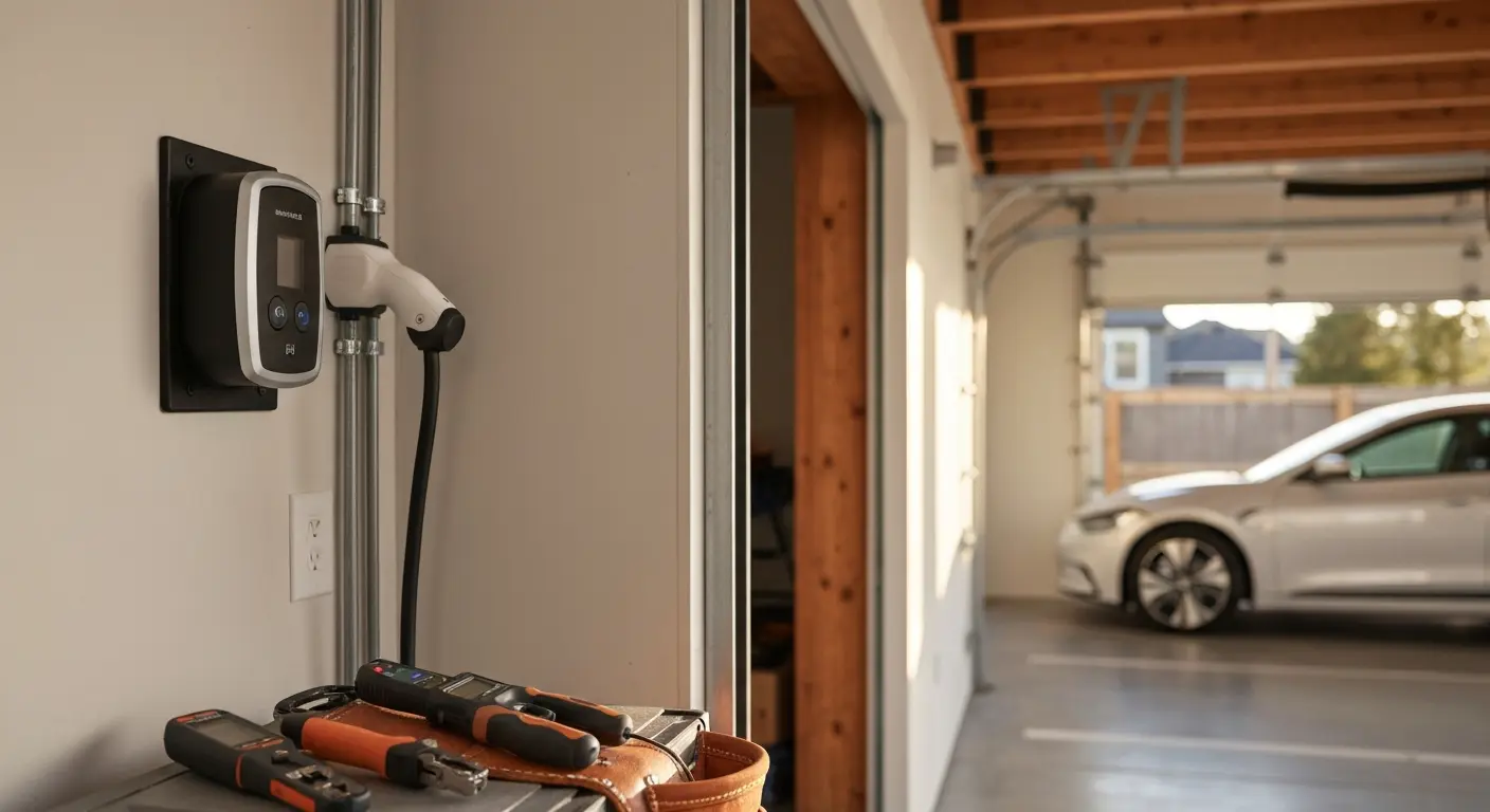 EV charger installation in Kirkland garage