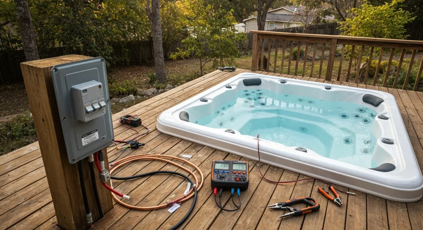 Outdoor hot tub wiring