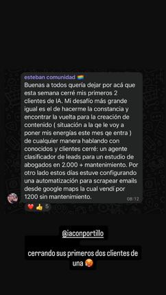 Captura del grupo: Esteban, 2 clientes: 2K y 1,2K