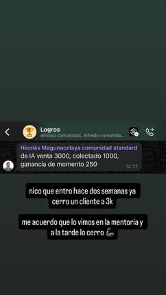 Captura del grupo: Nicolás Magunacelaya, 3K un cliente