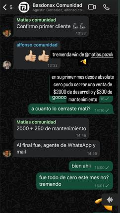Captura del grupo: Matías, 2K + 250/mes