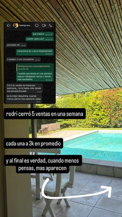 Captura del grupo: Rodrigo Bustos, 5 ventas en una semana