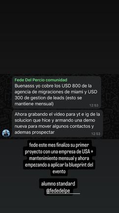 Captura del grupo: Fede Del Percio, 800 USD + 300/mes