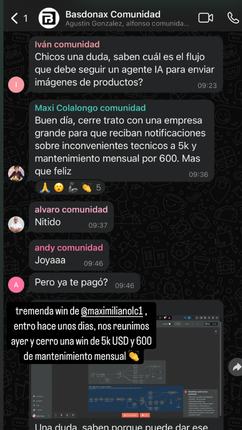 Captura del grupo: Maxi Colalongo, 5K USD + 600/mes