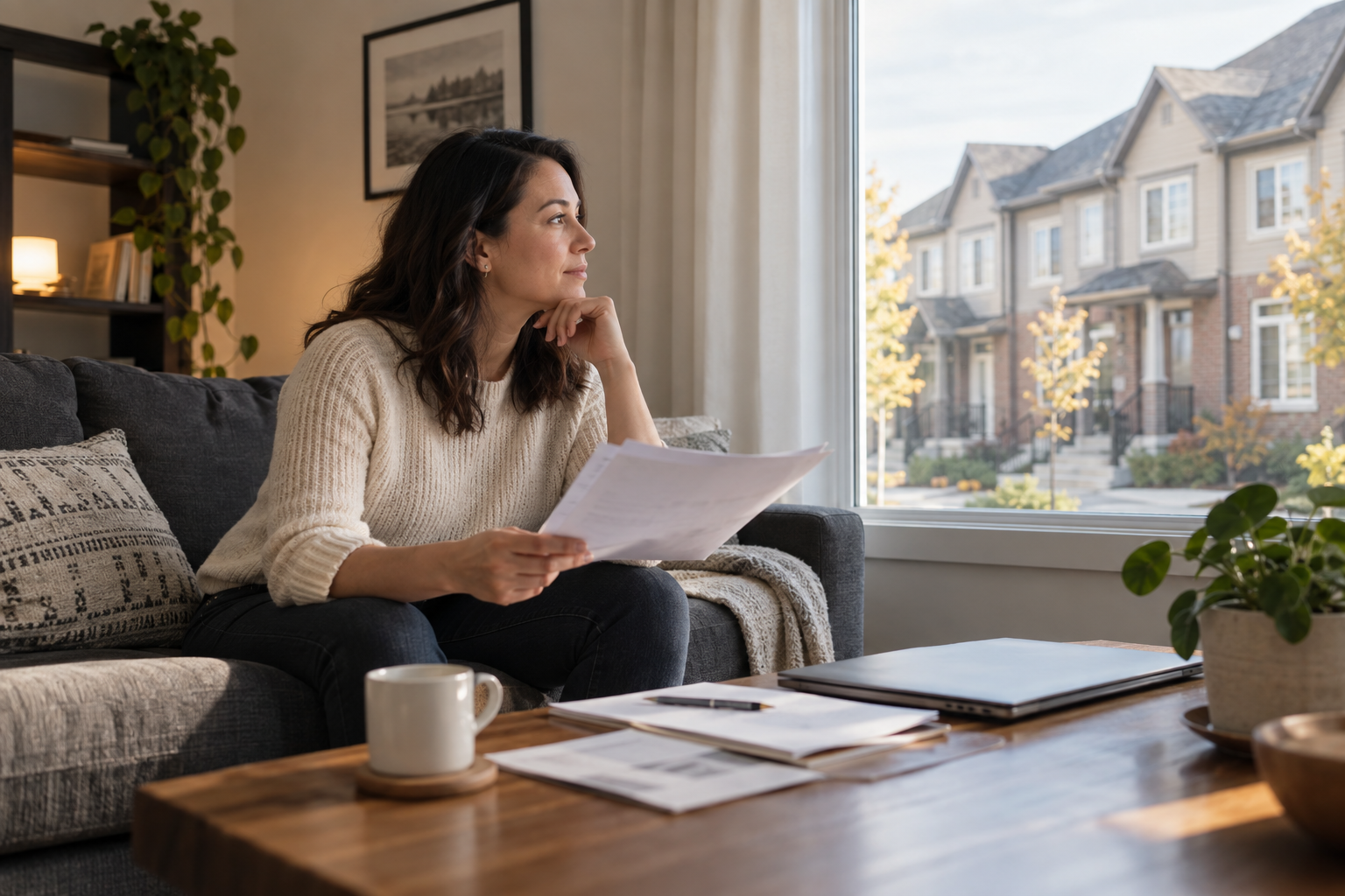 Prospective homebuyer reviewing plans at home