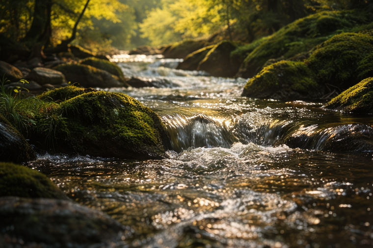 river flowing through the forest