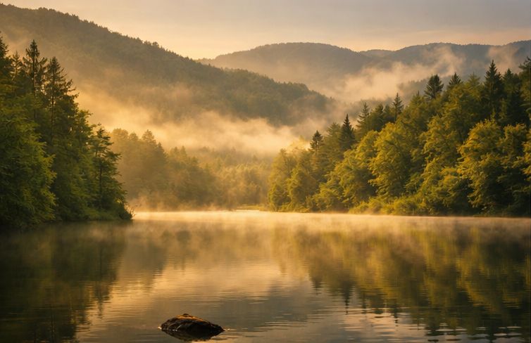 A still lake in the forest
