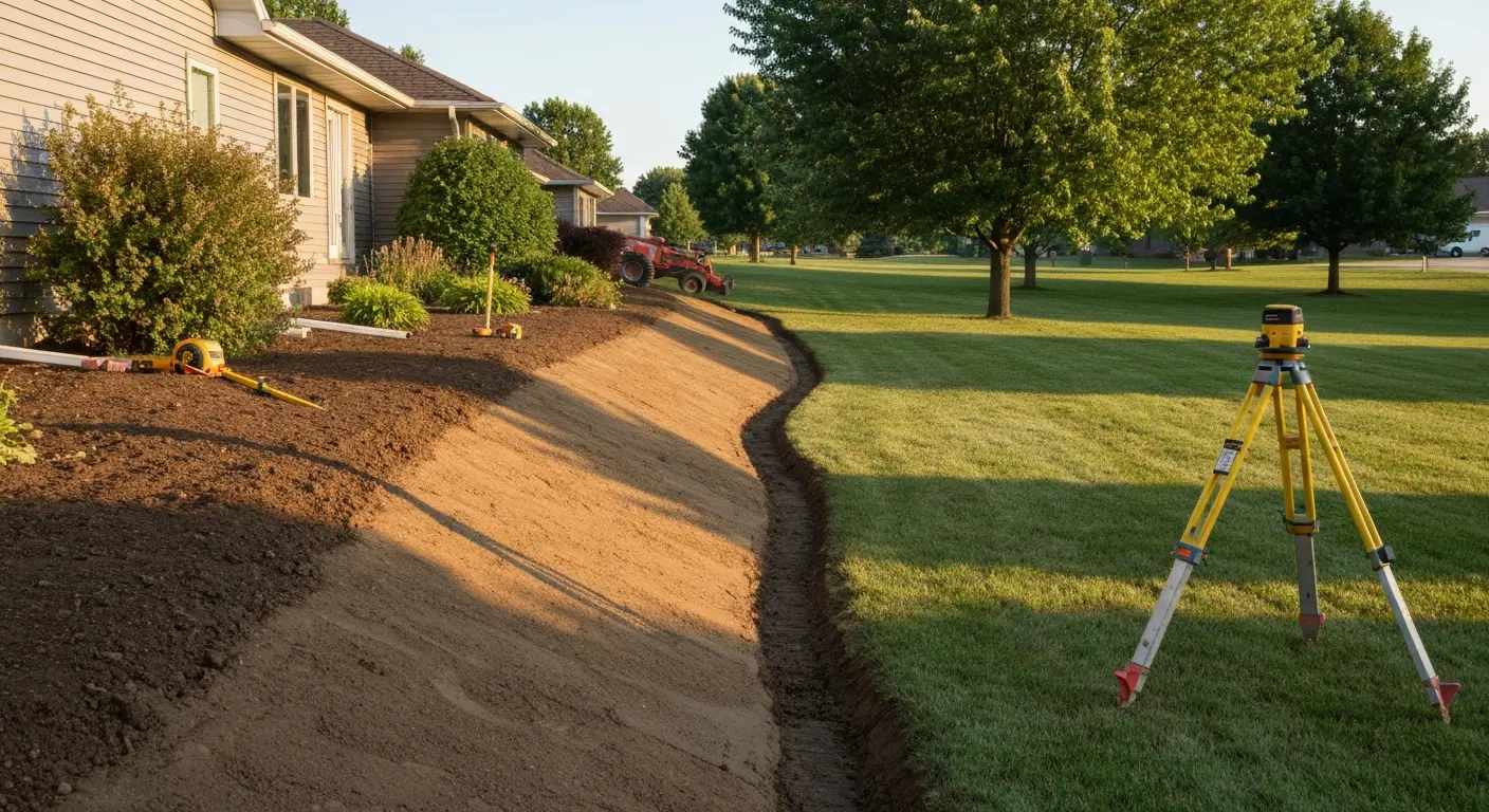 Landscape grading for drainage