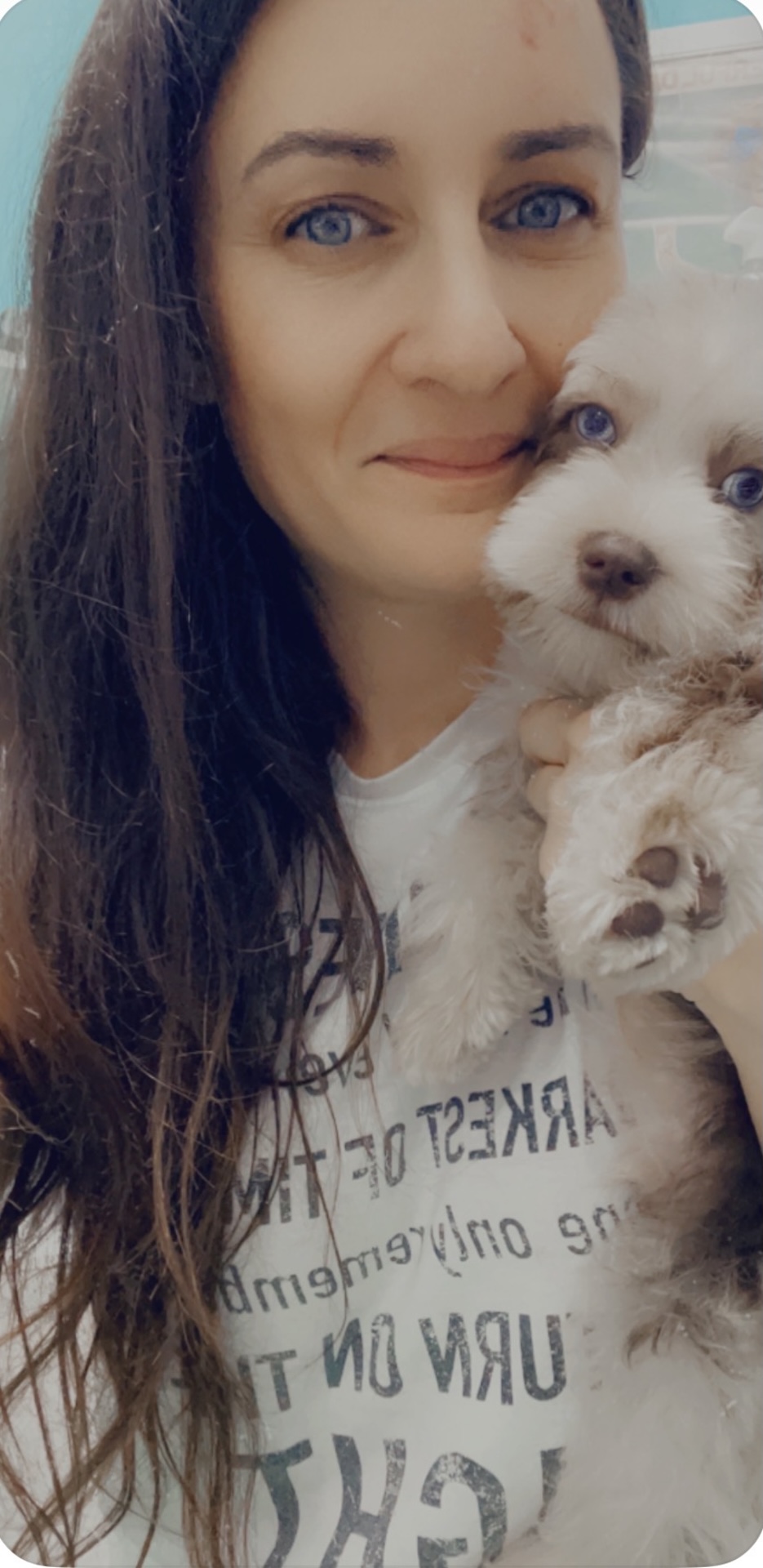 Karin with a happy dog