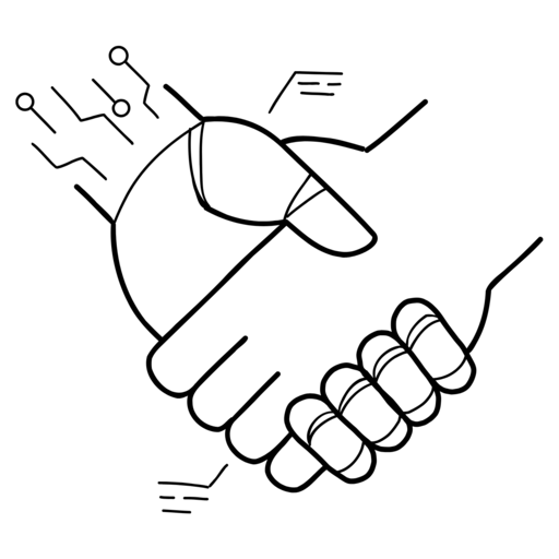 Human and robot shaking hands