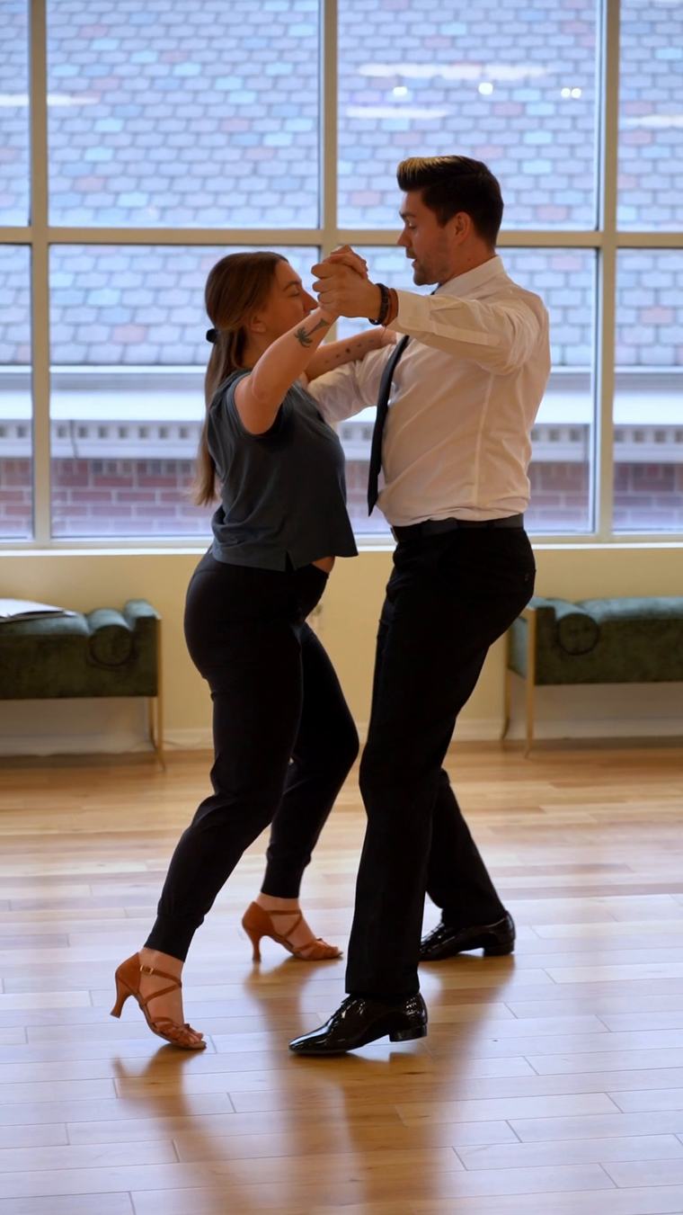 Elegant close-hold on the studio floor