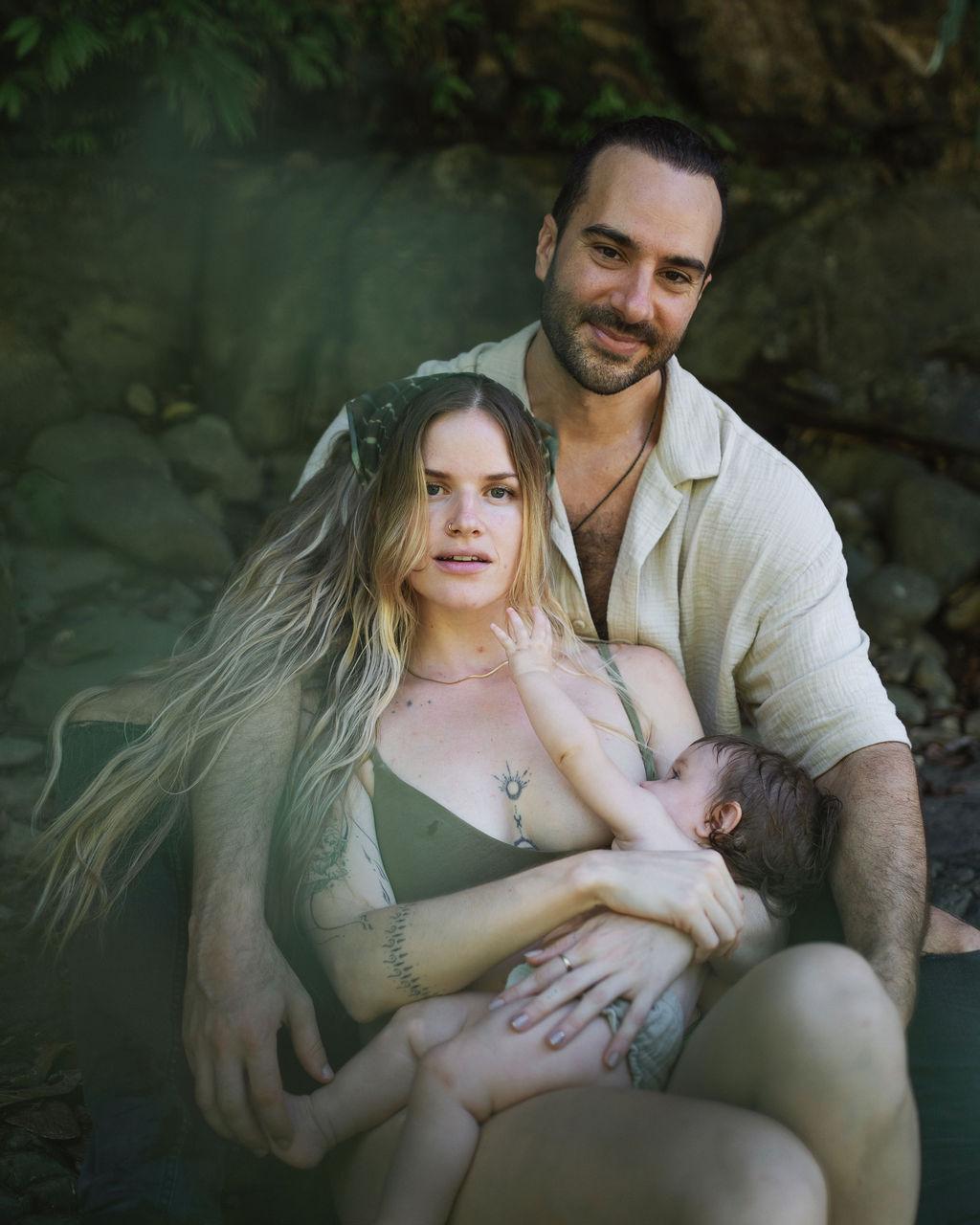 Luke Monteleone with his partner and child