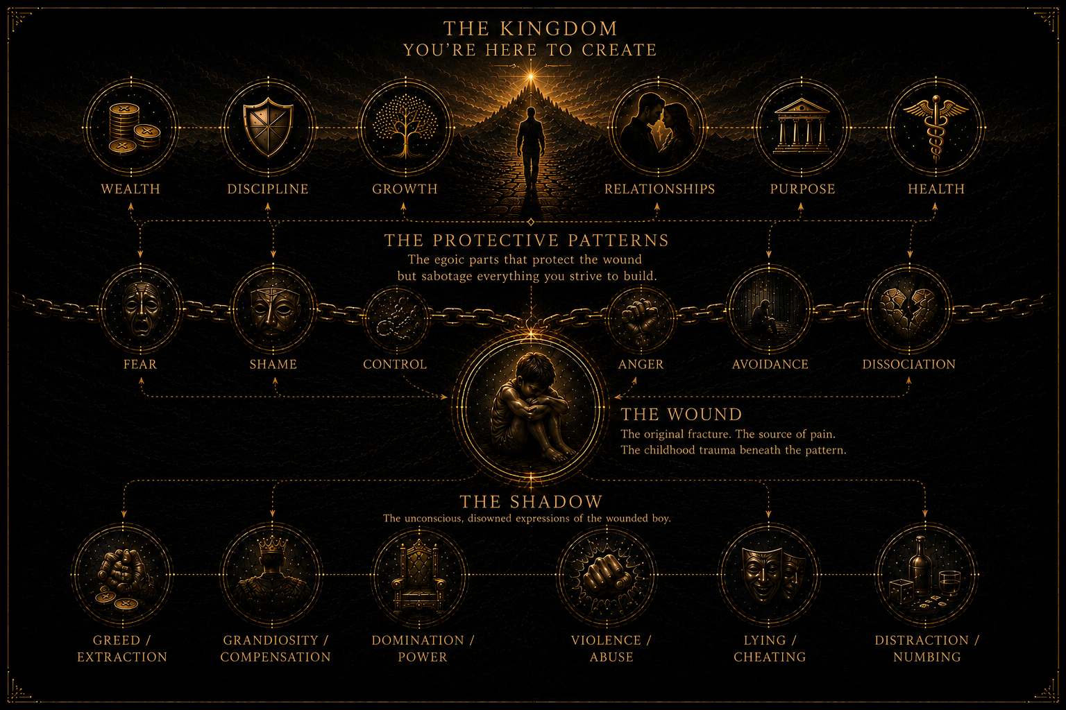 The kingdom, protective patterns, wound, and shadow graphic