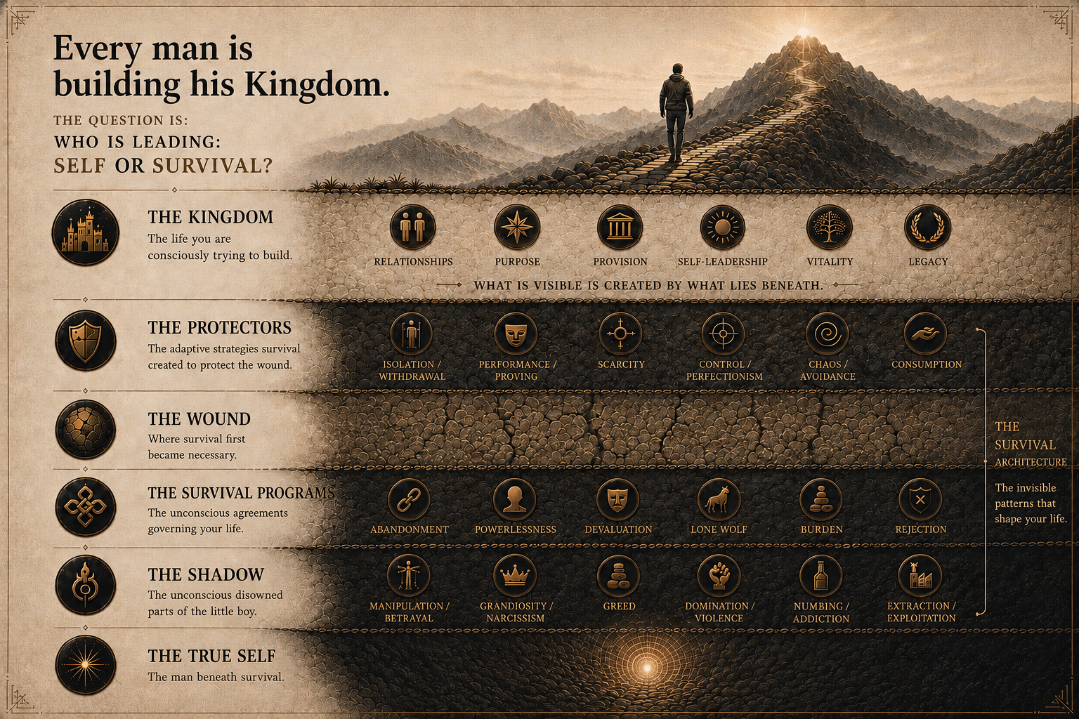 The kingdom, protective patterns, wound, and shadow graphic