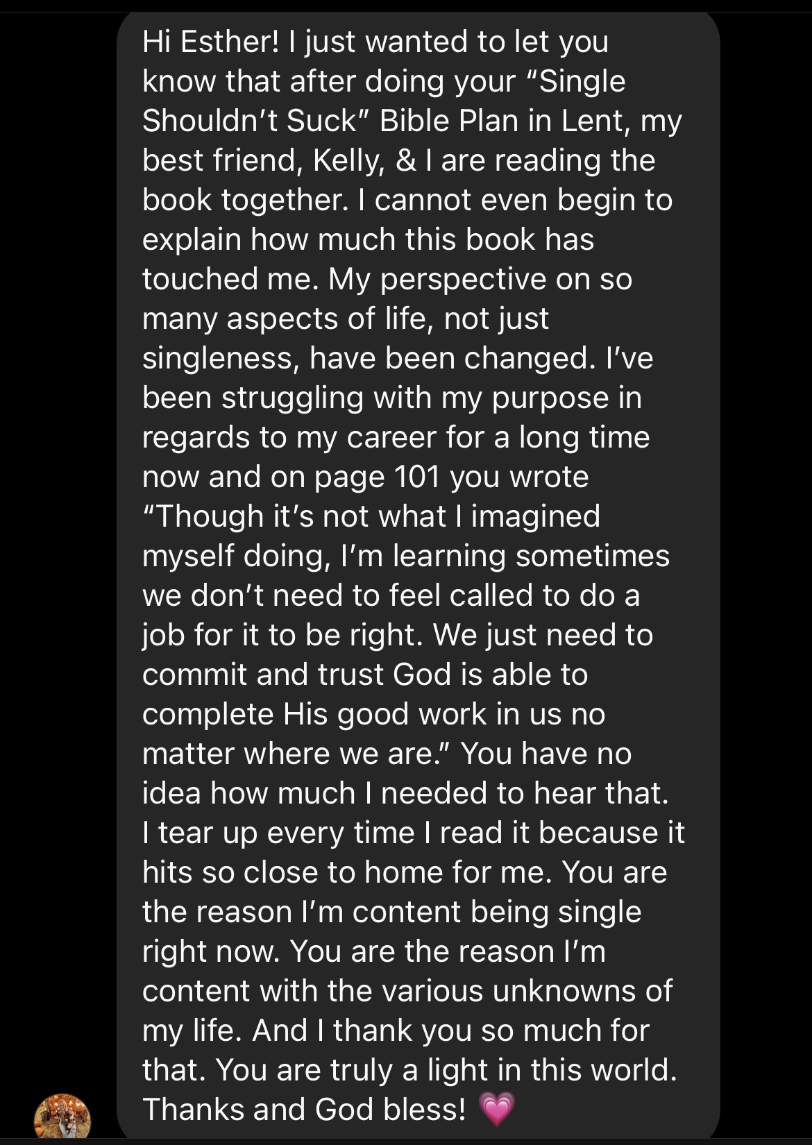 Student testimonial screenshot