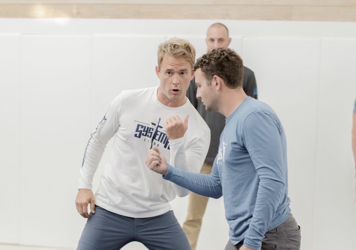 Two students training Systema at the Systema Floyd dojo