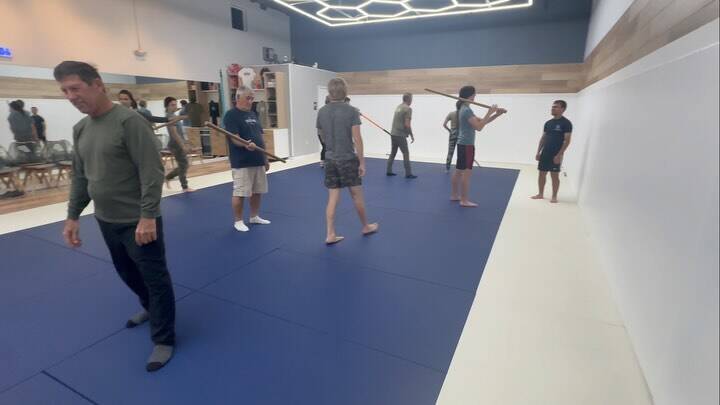 Adult class training with sticks