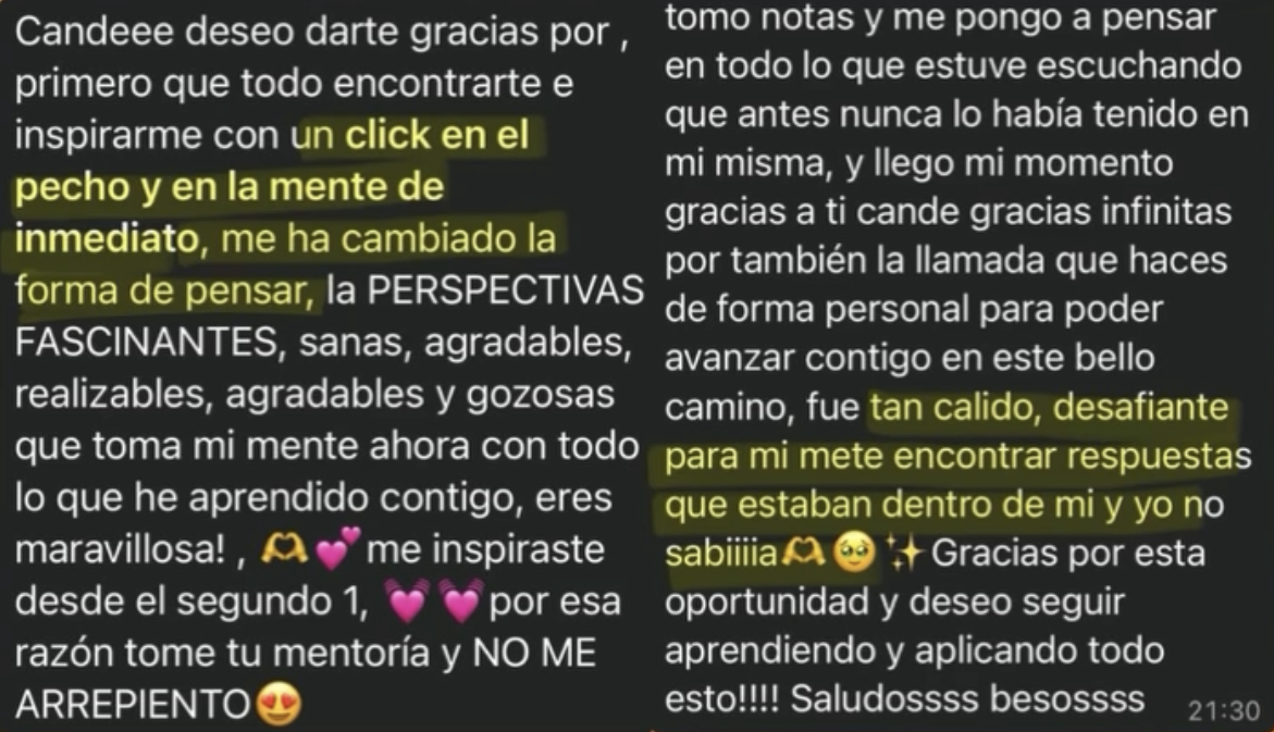 Testimonio compartido por la comunidad