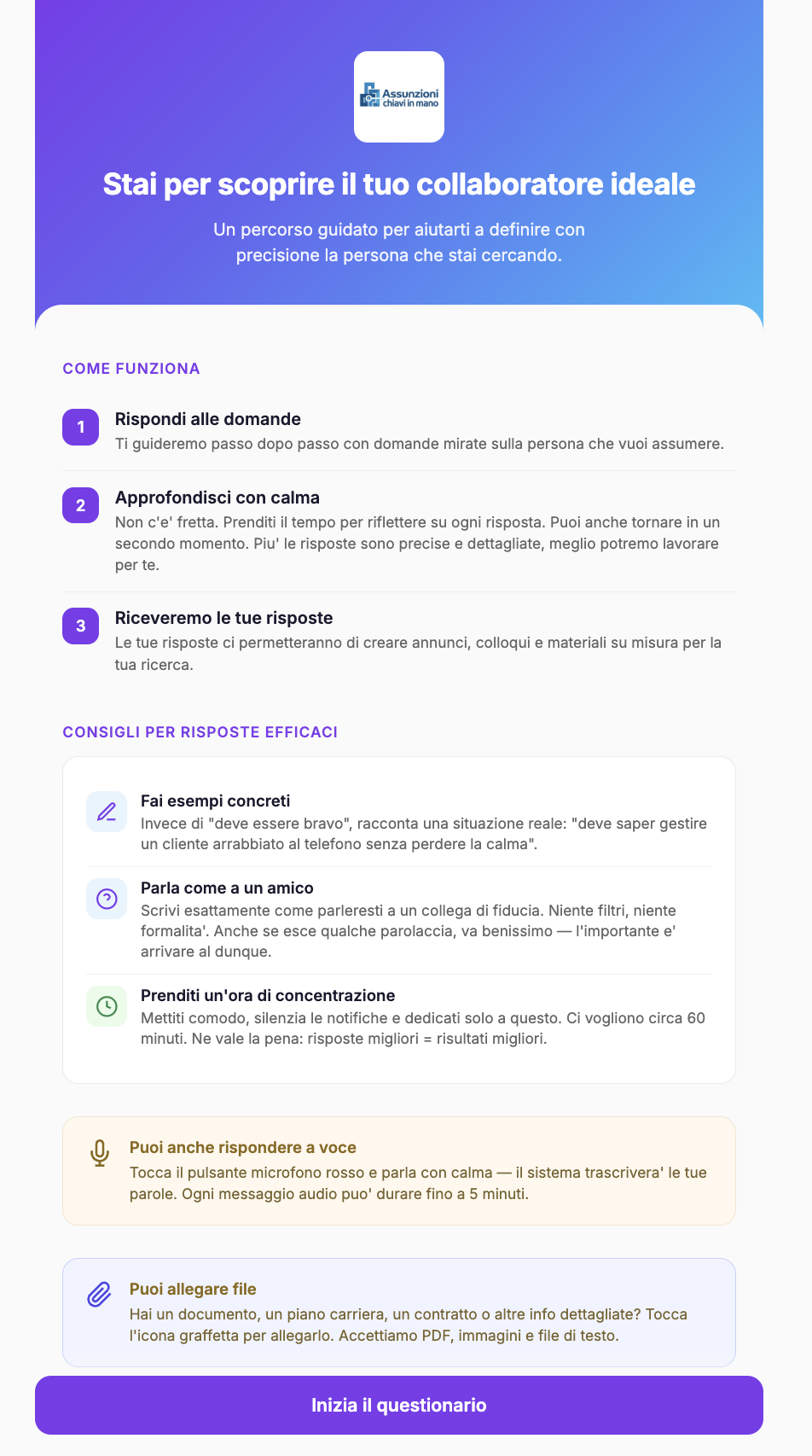Chatbot conversazionale - schermata 1