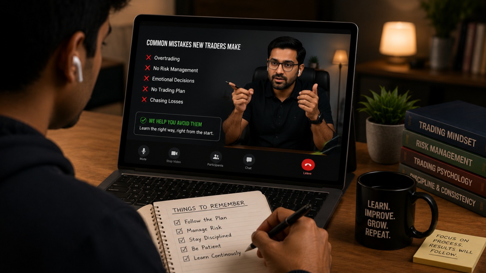 Mentor reviewing trading charts