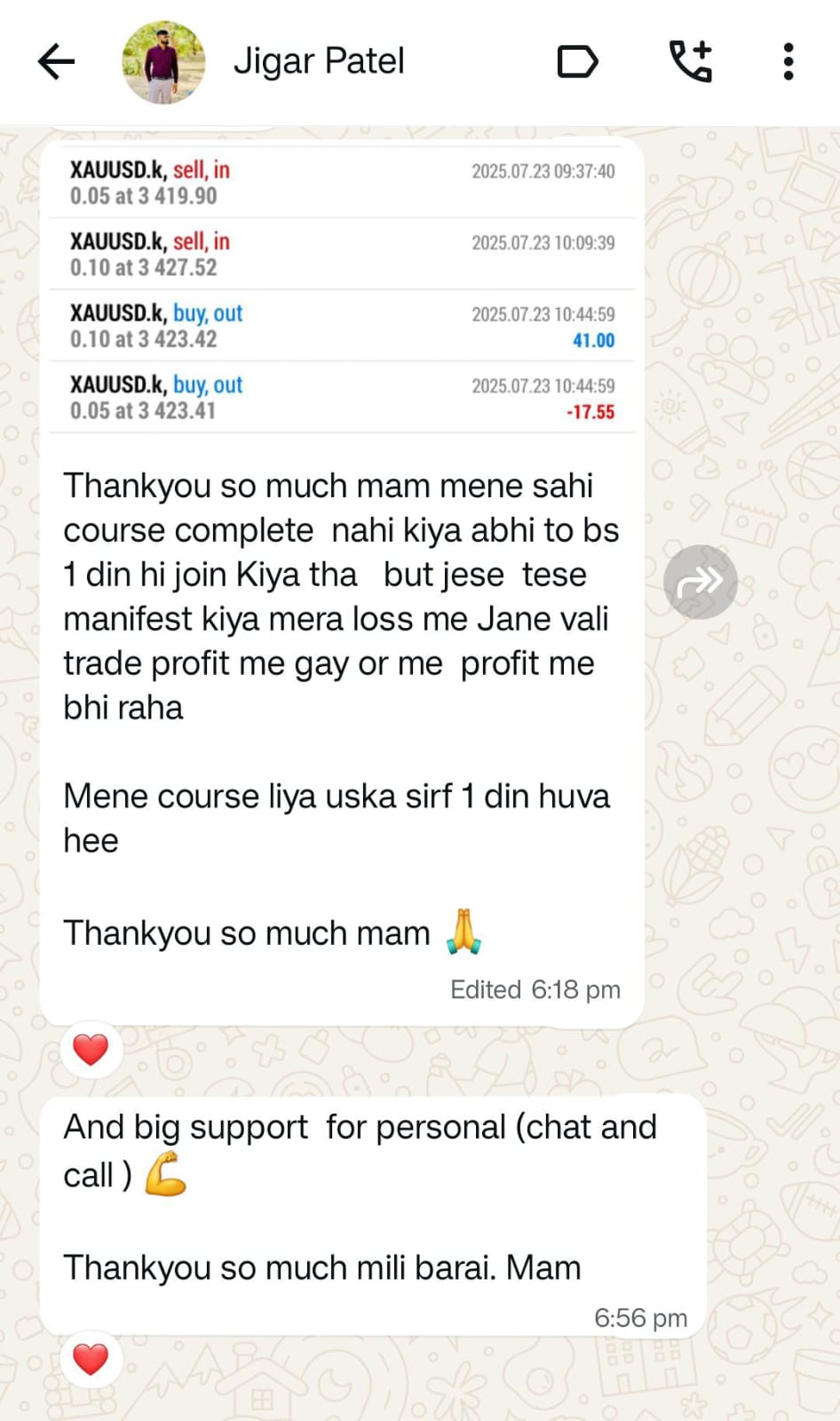 Client testimonial screenshot